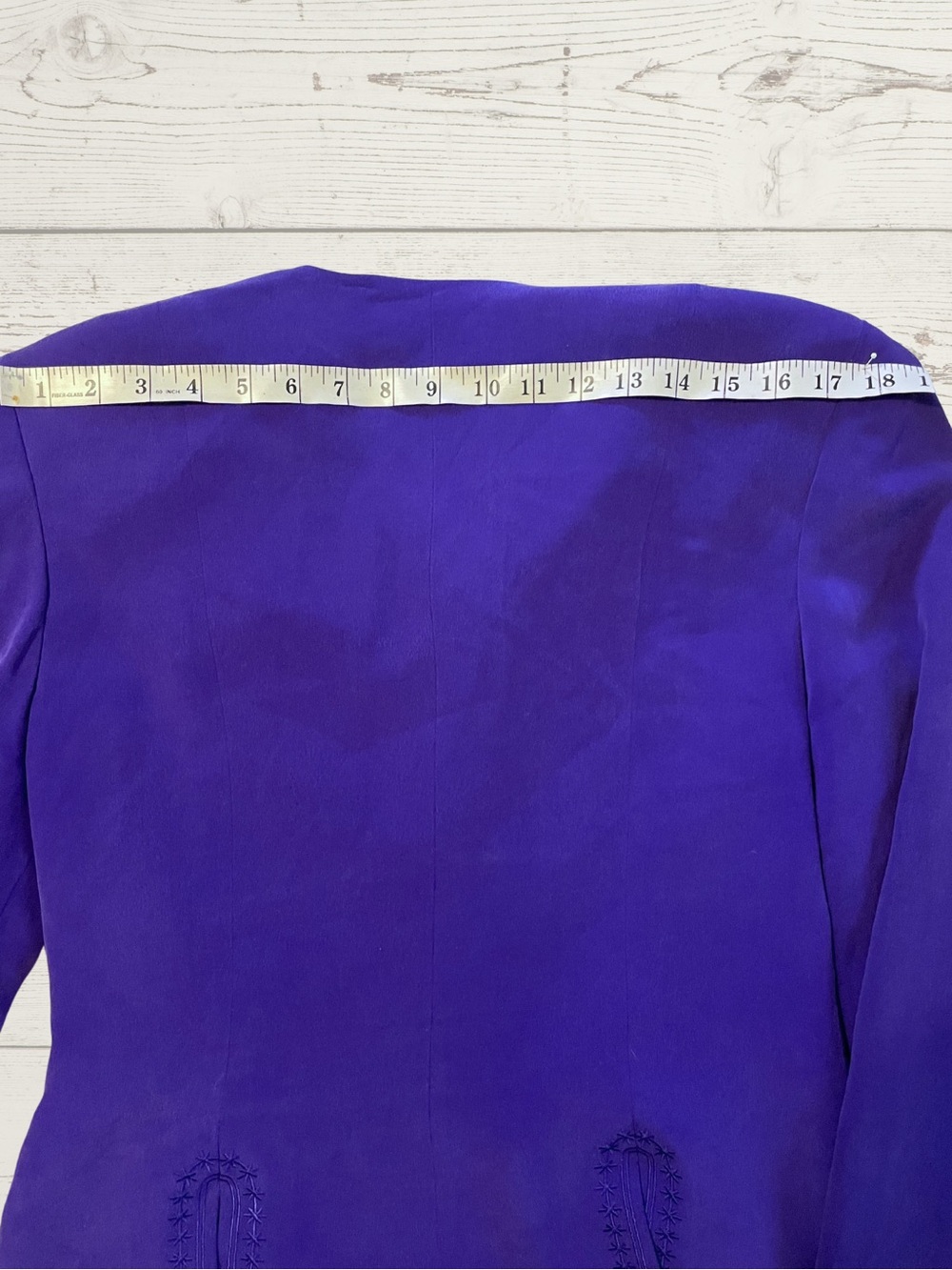 SHOMI Vintage Women's Purple 100% Silk Embroidered Blazer Jacket Sz 10 - Picture 13 of 16